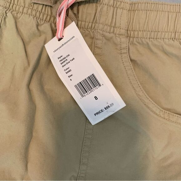 NWT New VINEYARD VINES Khaki Sand Elastic Waist Skirt Whale Logo Girls 8 - Picture 5 of 5